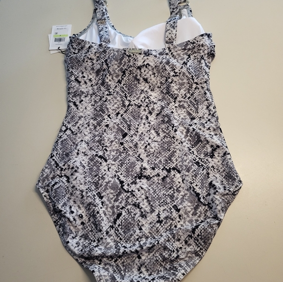 Calvin Klein CHARCOAL PYTHON Starburst One-Piece Swimsuit, US 4 - NEW w/Tags - Picture 7 of 11